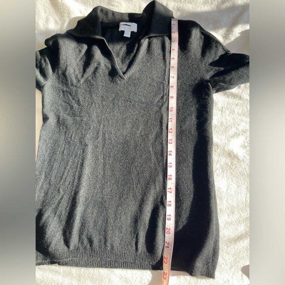 Charter Club Black 100% Cashmere Collared V-Neck Size S Pullover Knit Soft Cozy - Picture 7 of 9